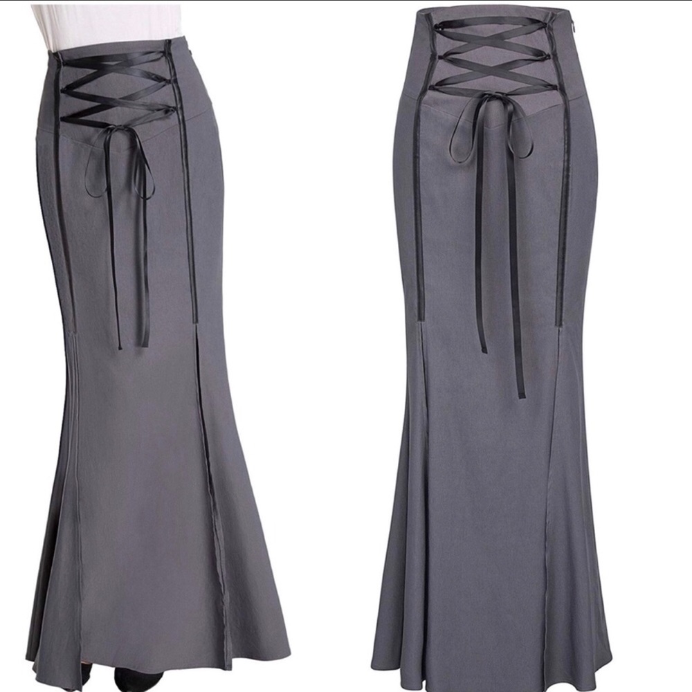 Gothic Victorian gray maxi skirt